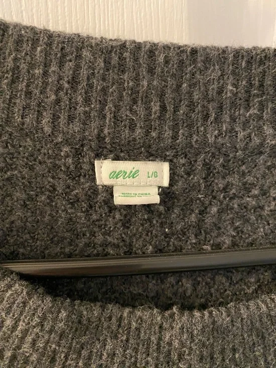 aerie Charcoal Ribbed Crewneck Sweater - Picture 3 of 6